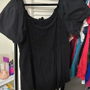 Torrid peplum top with puff sleeves